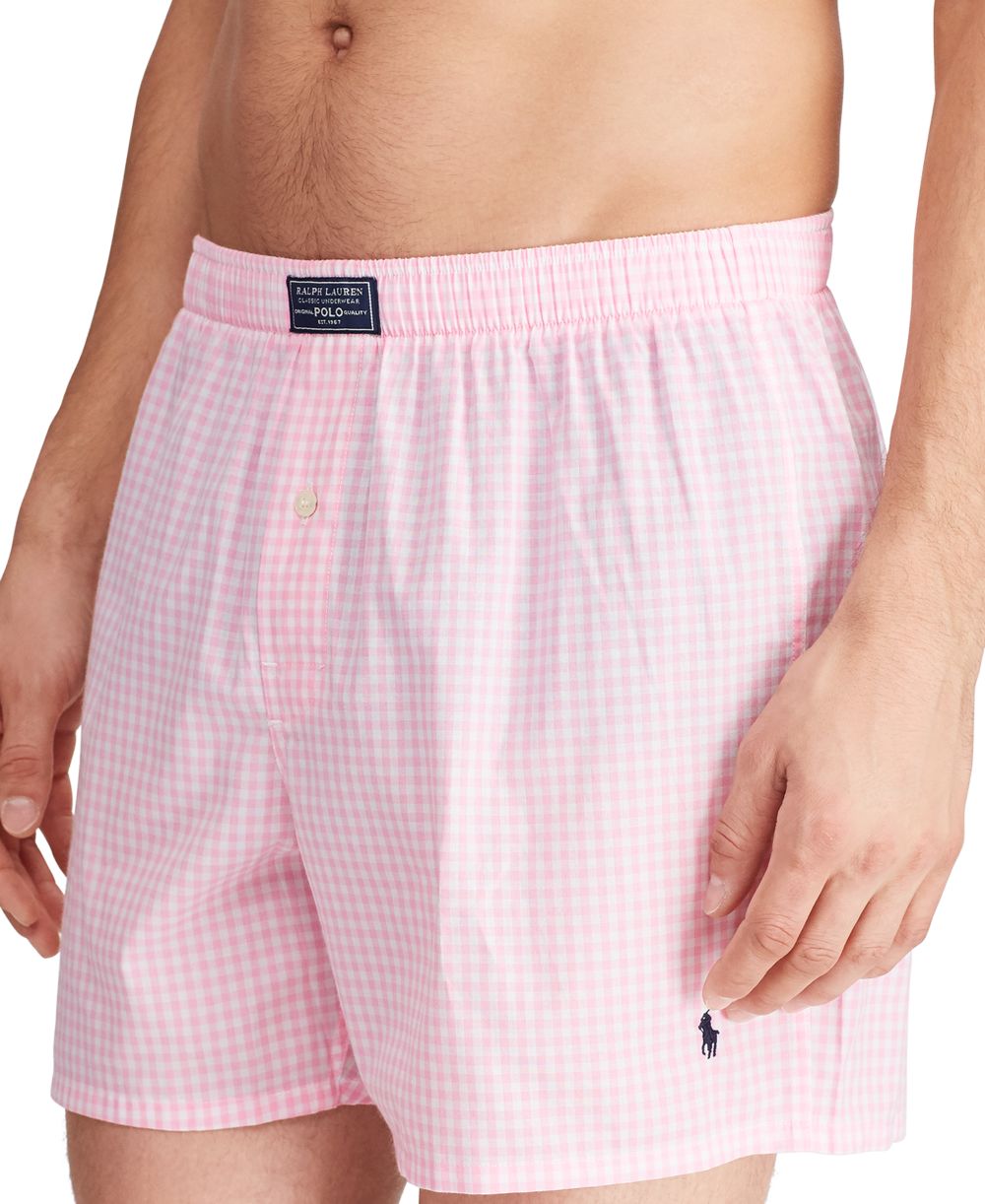Men's Plaid Single-Button Fly Boxers