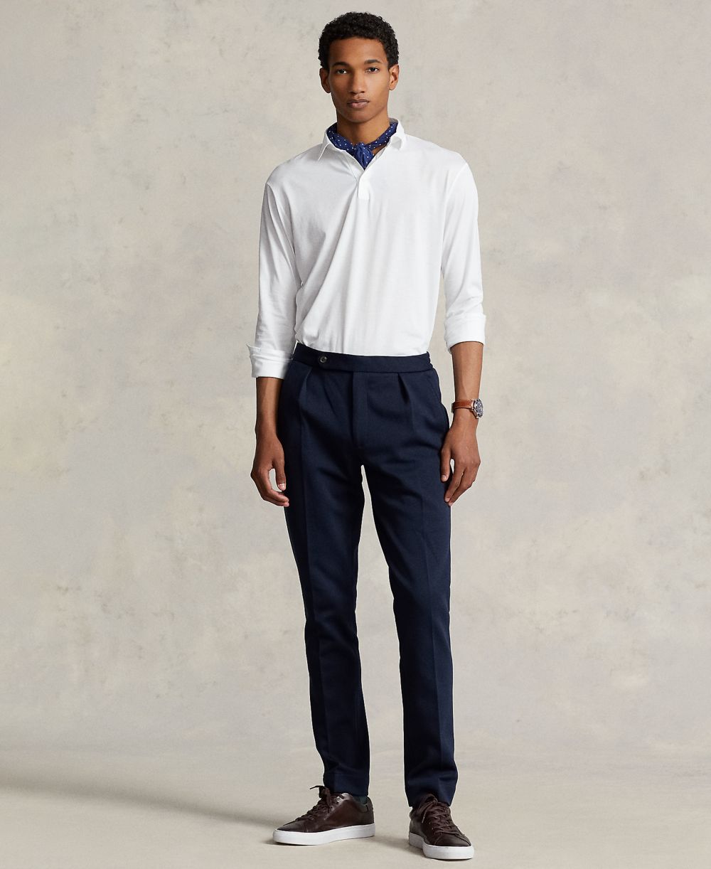 Men's Pleated Double-Knit Suit Trousers