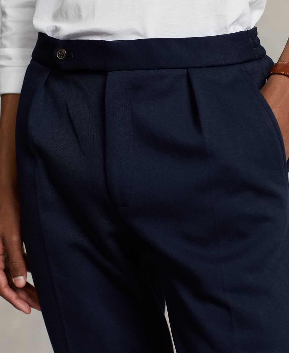 Men's Pleated Double-Knit Suit Trousers