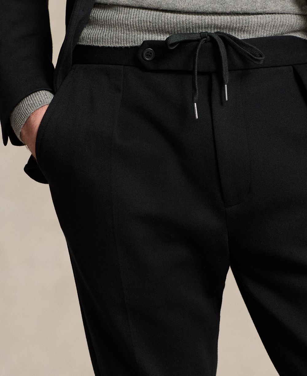 Men's Pleated Double-Knit Suit Trousers