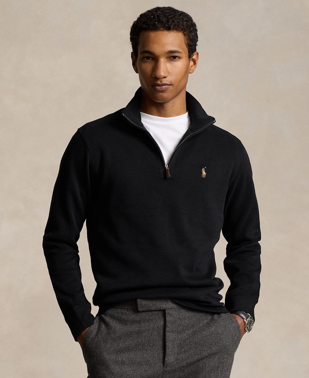 Men's Estate-Rib Cotton Quarter-Zip Sweater