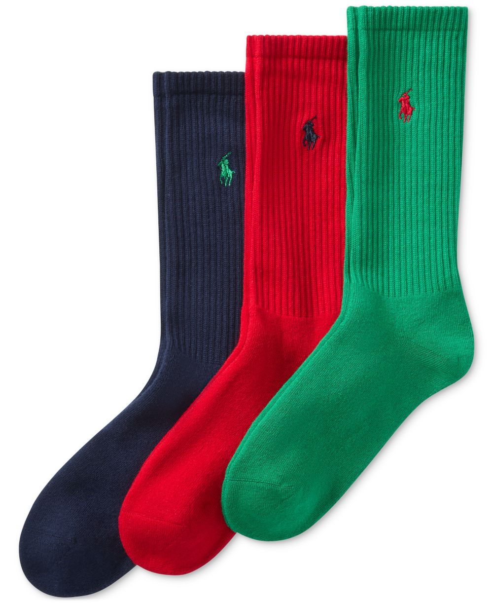 Men's Ribbed Cushion Foot Crew Socks, 3-Pack