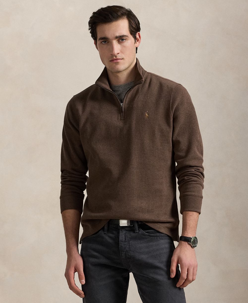 Men's Estate-Rib Cotton Quarter-Zip Sweater