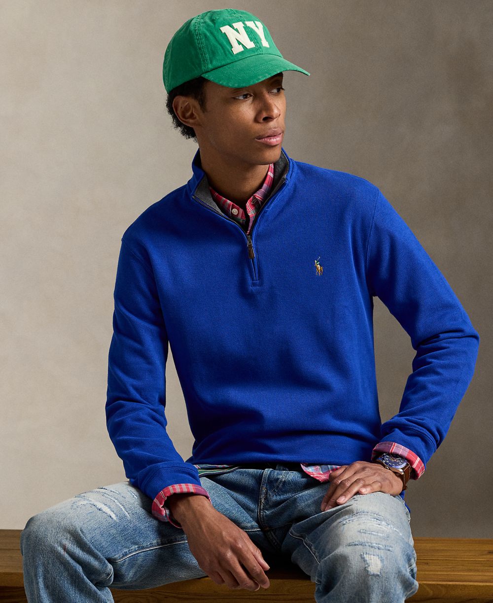 Men's Estate-Rib Cotton Quarter-Zip Sweater