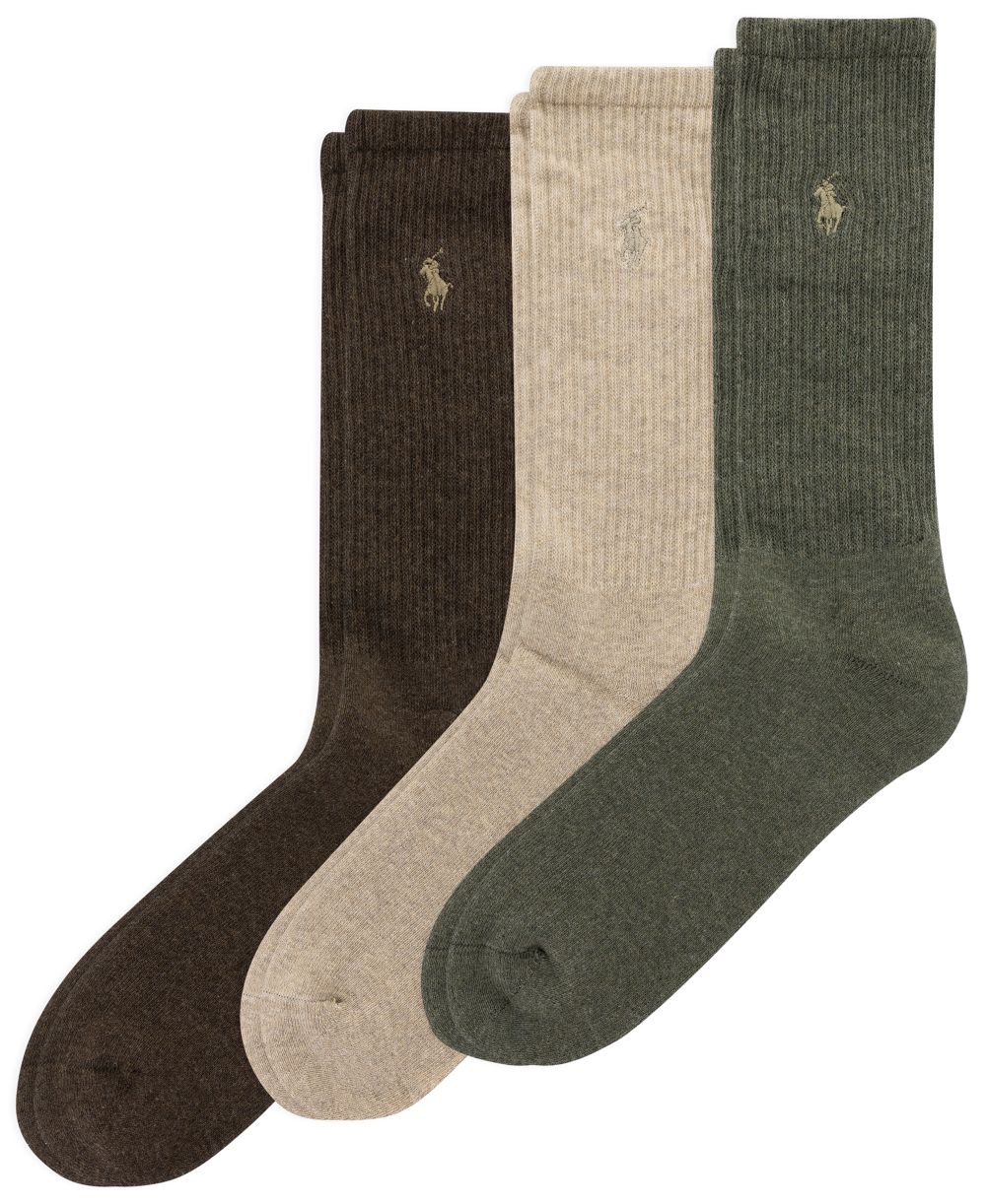 Men's Ribbed Cushion Foot Crew Socks, 3-Pack