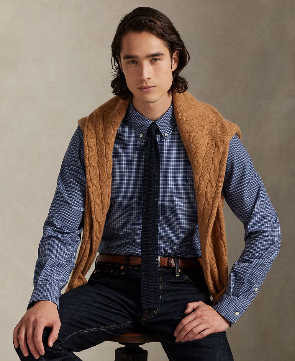 Men's Classic-Fit Plaid Stretch Poplin Shirt