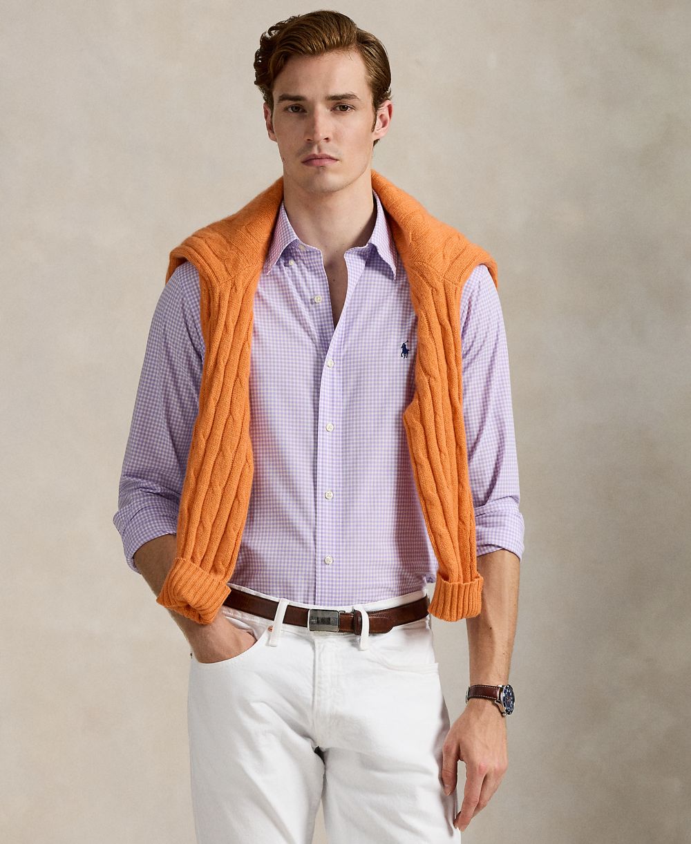 Men's Classic-Fit Plaid Stretch Poplin Shirt
