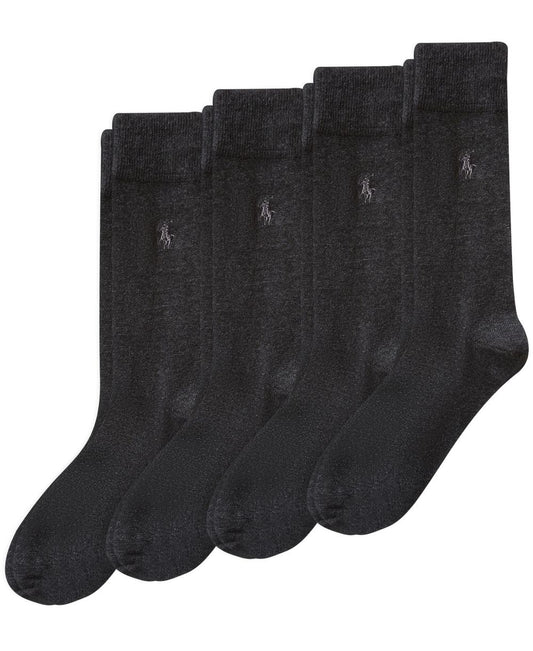 Men's Flat Knit Slack Dress Socks, 4-Pack