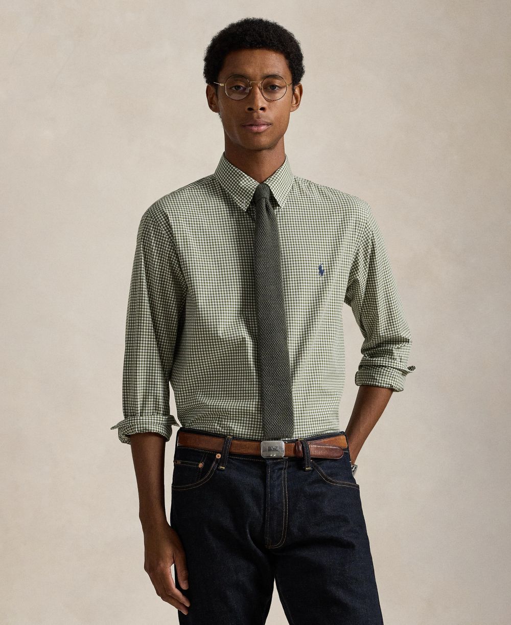 Men's Classic-Fit Plaid Stretch Poplin Shirt