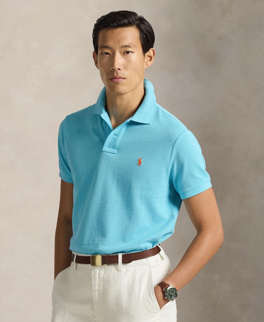Men's Cotton Custom Slim Fit Mesh Polo Shirt