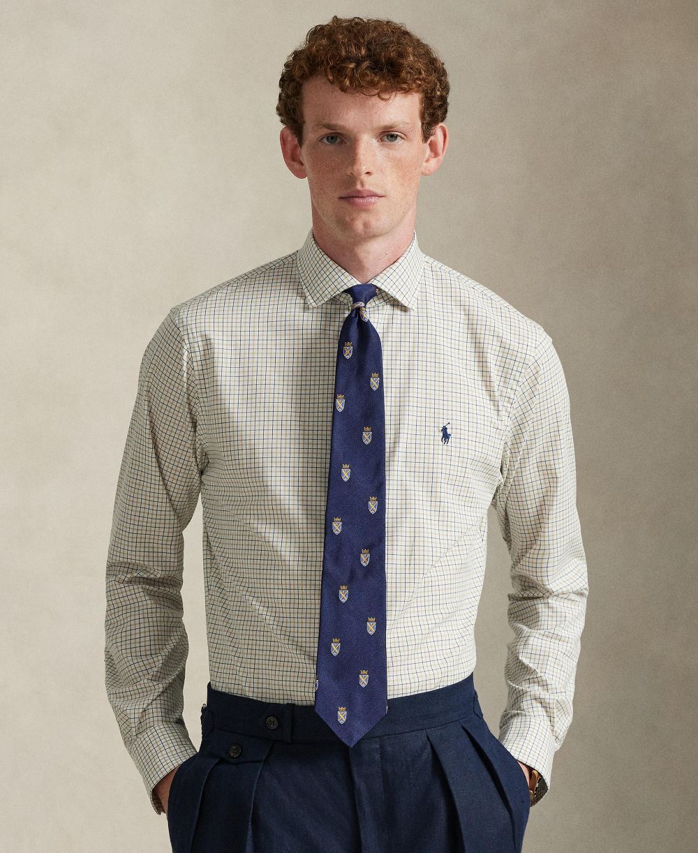 Men's Classic-Fit Plaid Stretch Poplin Shirt