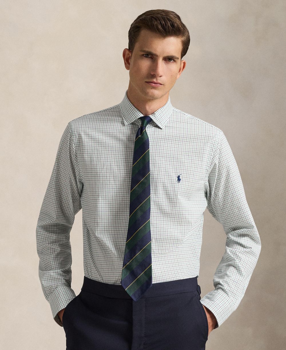 Men's Classic-Fit Plaid Stretch Poplin Shirt