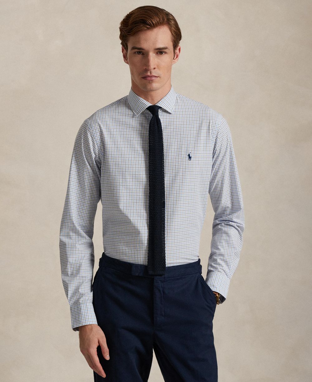 Men's Classic-Fit Plaid Stretch Poplin Shirt