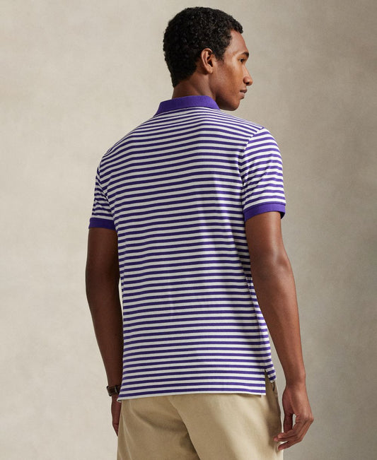 Classic Fit Striped Mesh Polo Shirt