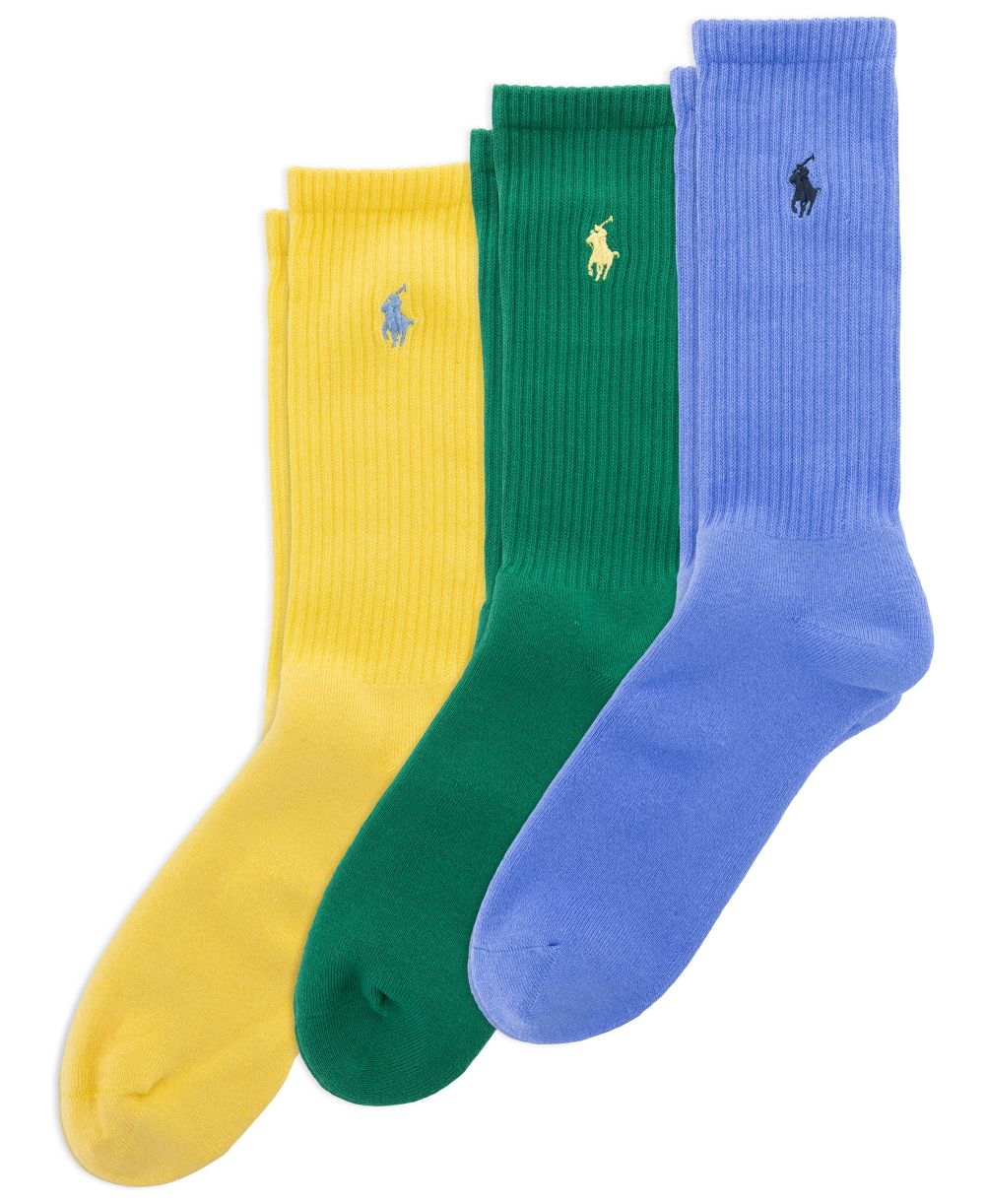 Men's Ribbed Cushion Foot Crew Socks, 3-Pack