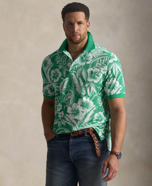 Men's Big & Tall Short-Sleeve Tropical Print Polo Shirt
