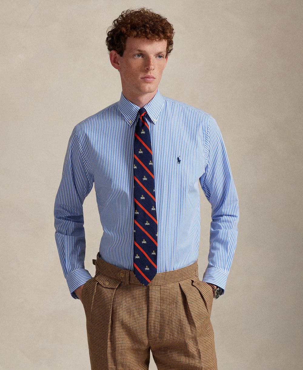 Men's Classic-Fit Plaid Stretch Poplin Shirt