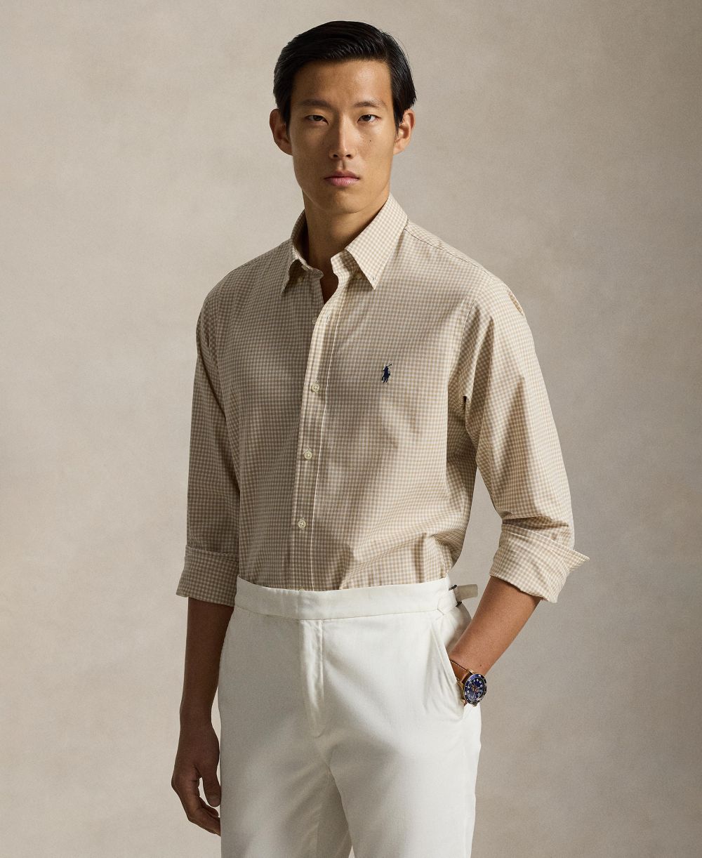 Men's Classic-Fit Plaid Stretch Poplin Shirt