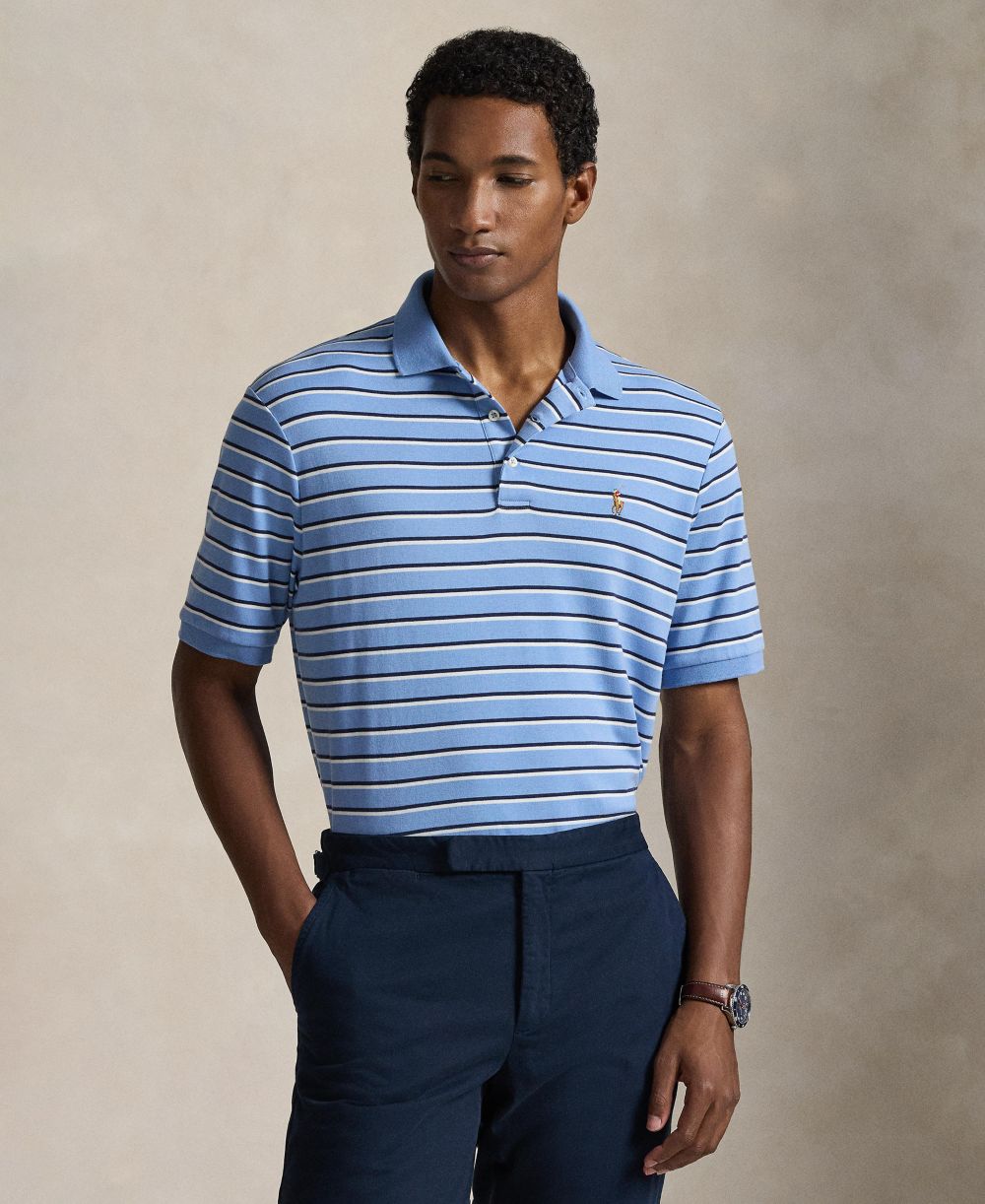 Men's Short-Sleeve Classic-Fit Stripe Polo Shirt
