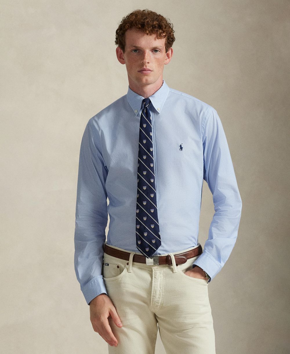 Men's Classic-Fit Plaid Stretch Poplin Shirt