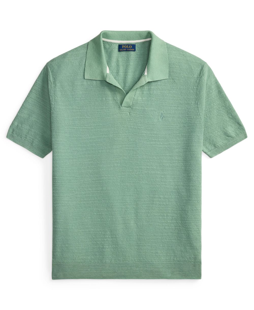 Men's Short-Sleeve Textured Sweater Polo Shirt