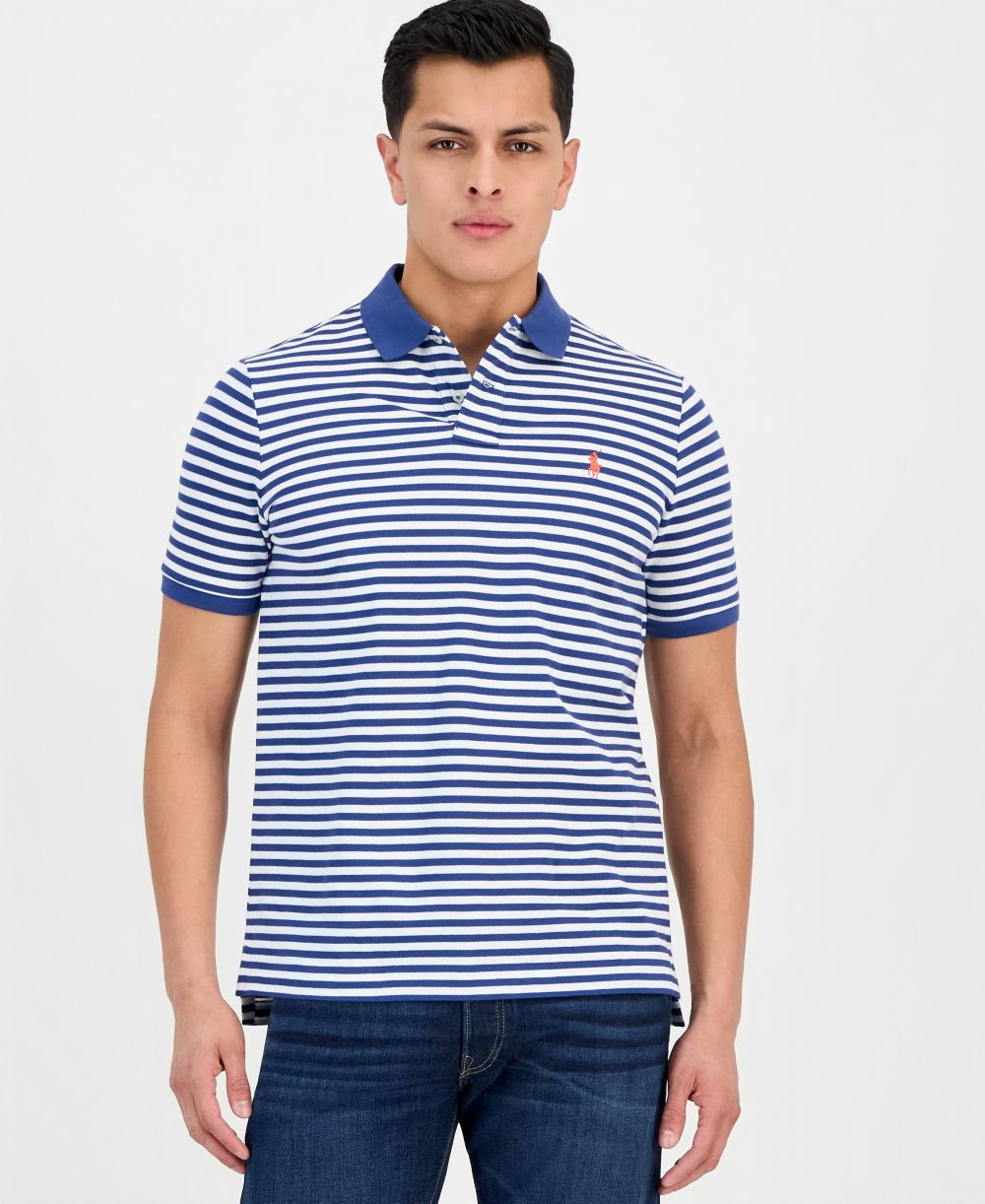 Men's Striped Mesh Polo Shirt