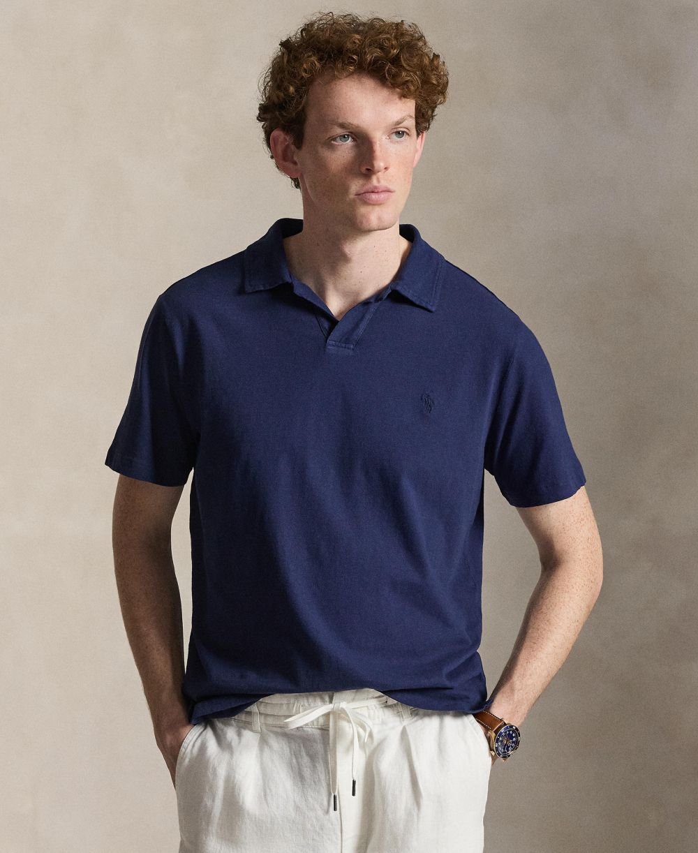 Standard Fit Cotton-Linen Polo Shirt