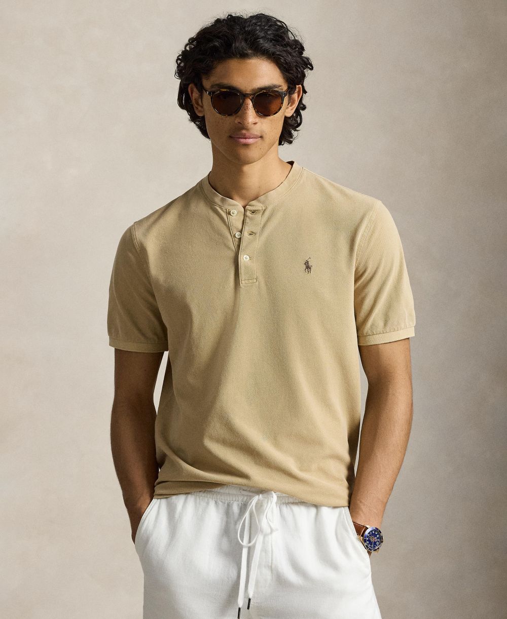 Men's Featherweight Mesh Henley Polo Shirt