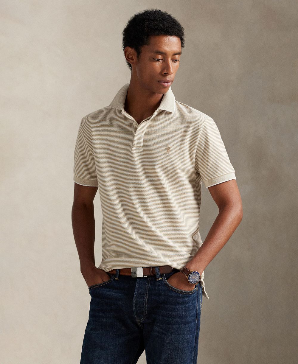 Men's Classic-Fit Stretch Oxford Mesh Polo Shirt