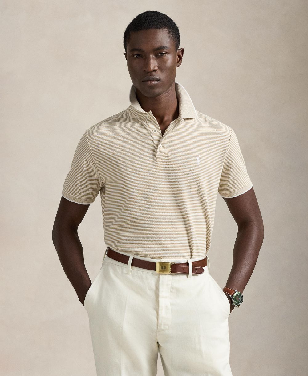 Men's Classic-Fit Stretch Oxford Mesh Polo Shirt