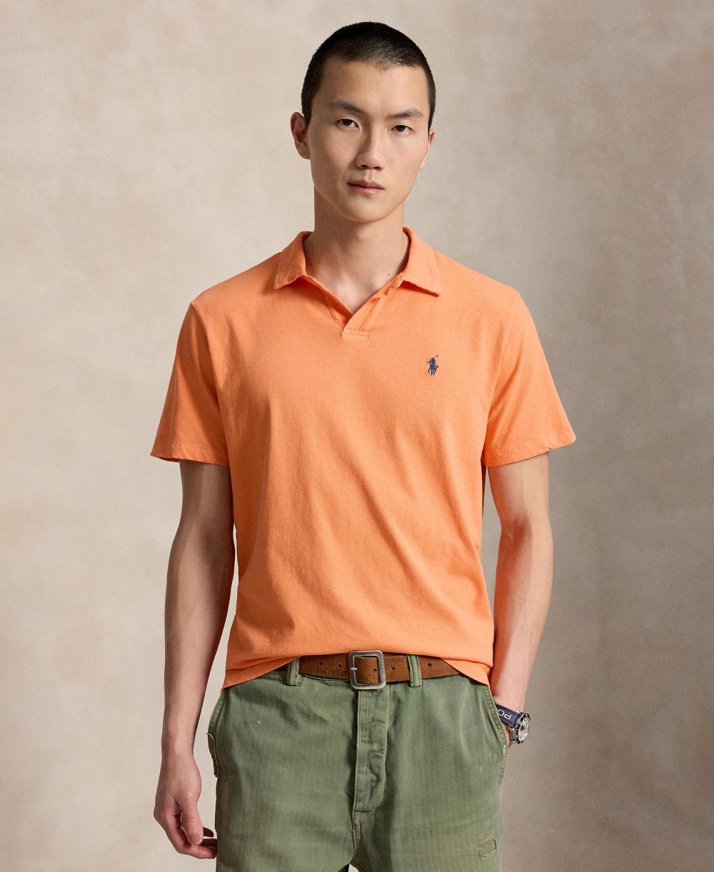 Standard Fit Cotton-Linen Polo Shirt