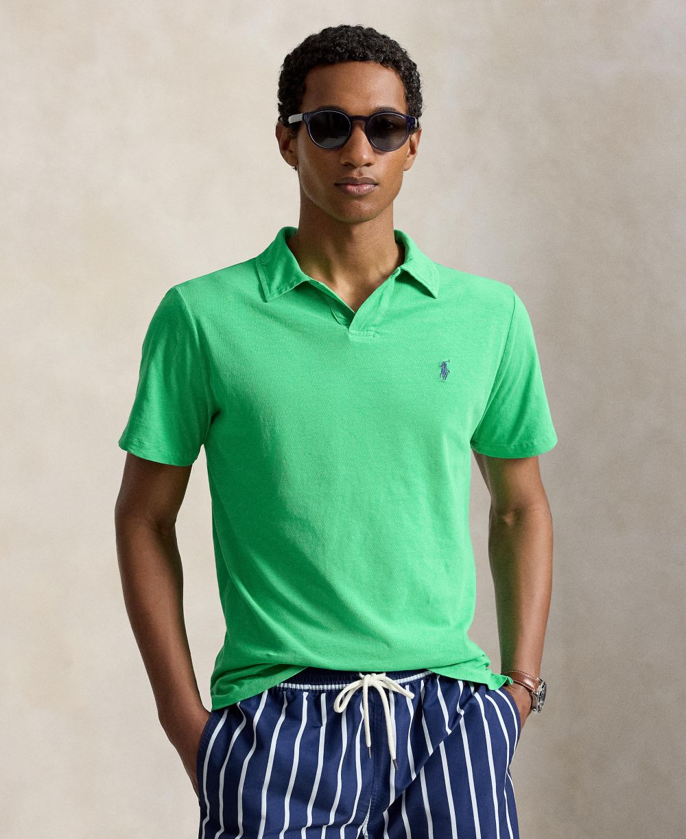 Standard Fit Cotton-Linen Polo Shirt