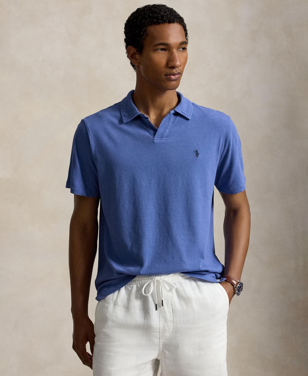 Standard Fit Cotton-Linen Polo Shirt