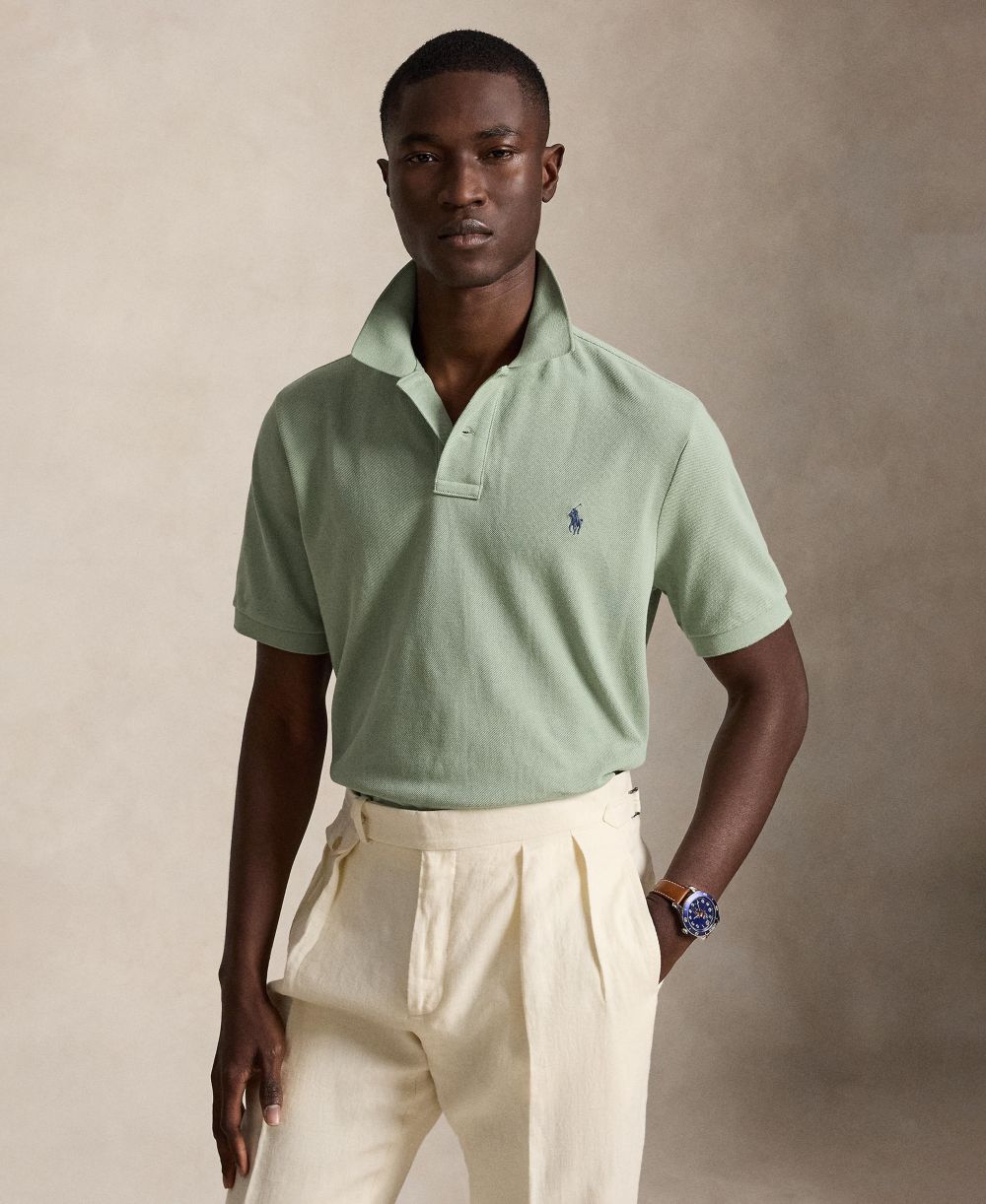 Men's Custom Slim-Fit Mesh Polo Shirt