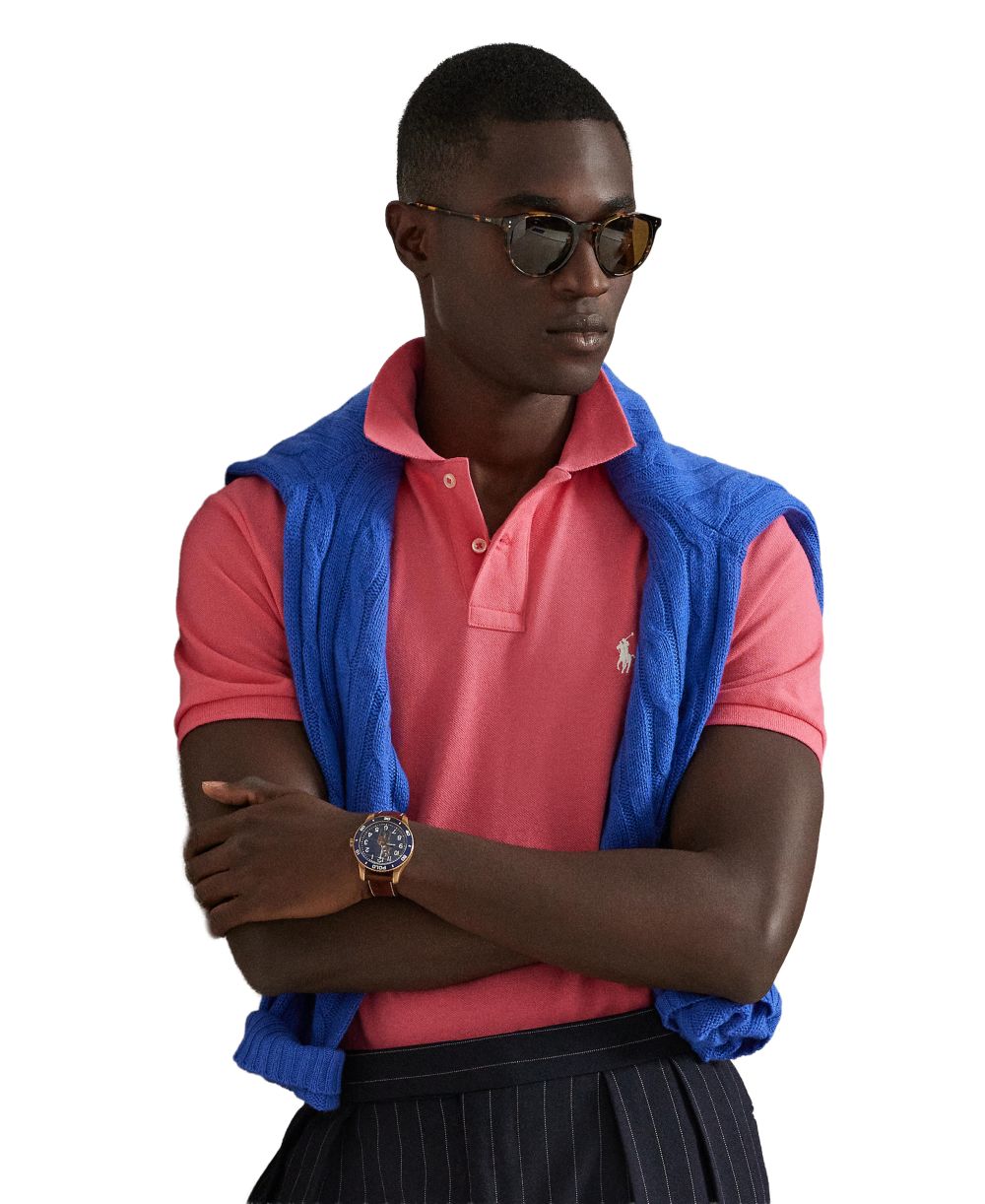 Men's Custom Slim-Fit Mesh Polo Shirt