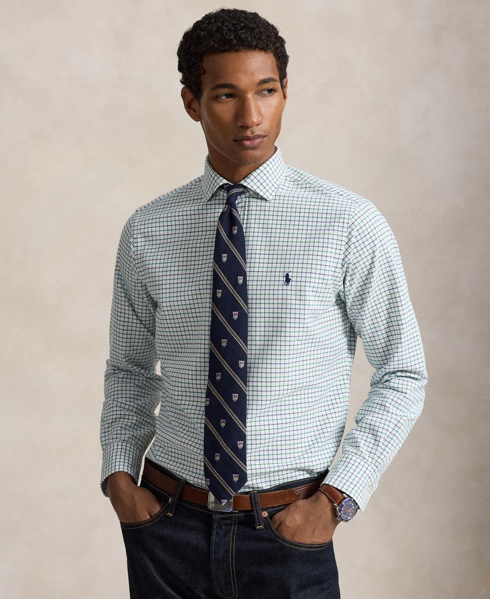 Men's Classic Fit Plaid Brushed Oxford Shirt