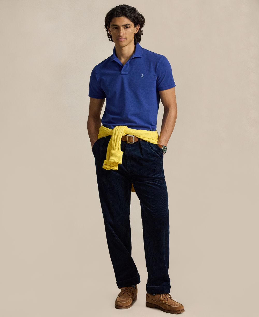 Men's Custom Slim-Fit Mesh Polo Shirt