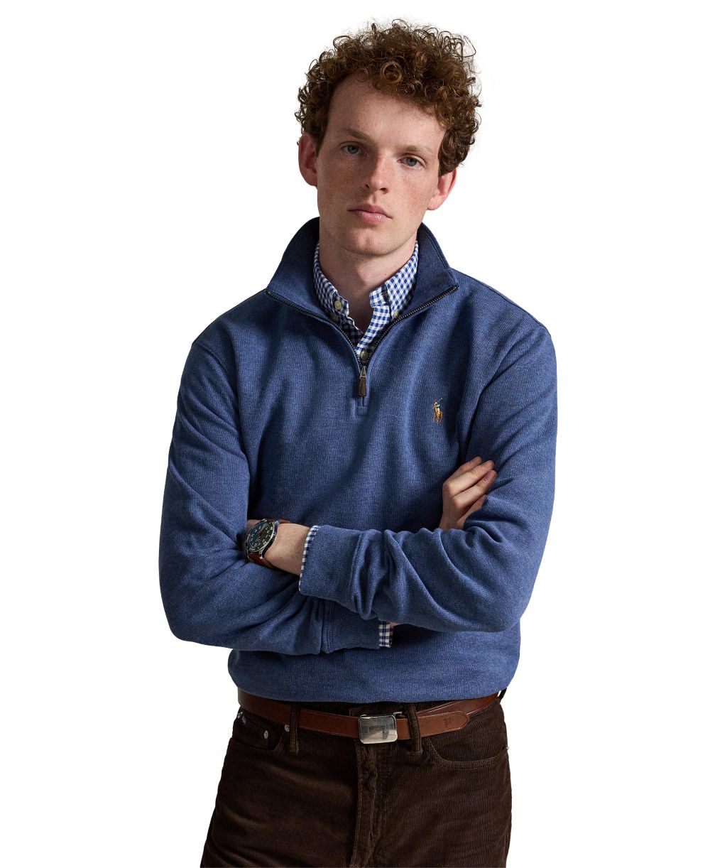 Men's Estate-Rib Cotton Quarter-Zip Sweater