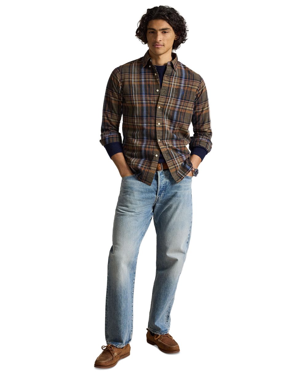 Men's Classic Fit Plaid Brushed Oxford Shirt