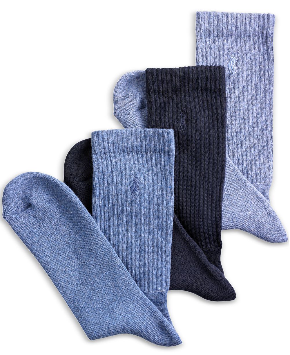 Men's Ribbed Cushion Foot Crew Socks, 3-Pack